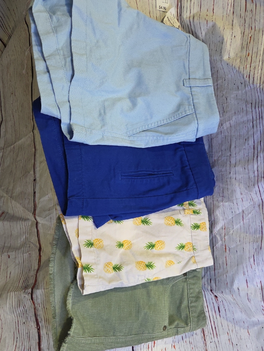 Size 4 Shirt Lot. Blue, Light Blue, White, Green